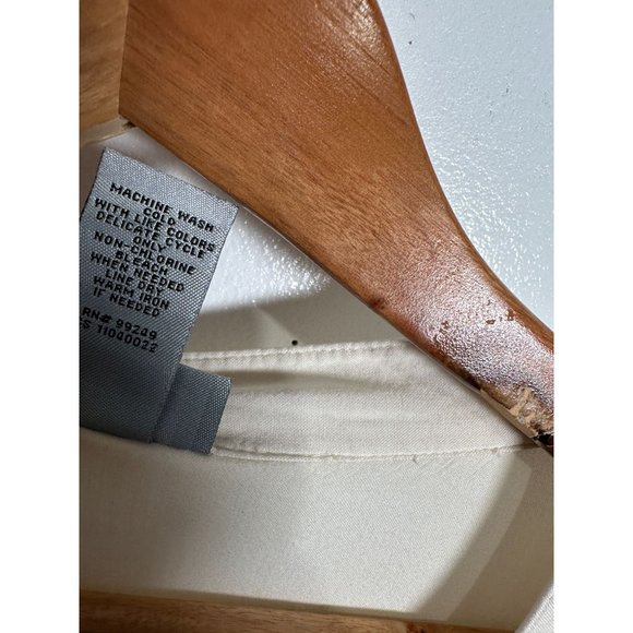 Catherines 3X Blouse Rayon Top Boho Button Down Relaxed Long Sleeve V-Neck Cream - Picture 4 of 12